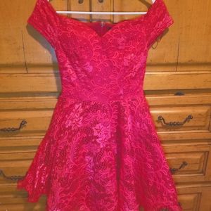 Red lace dress